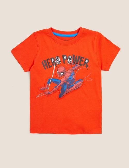 Turuncu Saf Pamuk Spider-Man™ 3D Baskılı T-Shirt (2-7 Yaş)