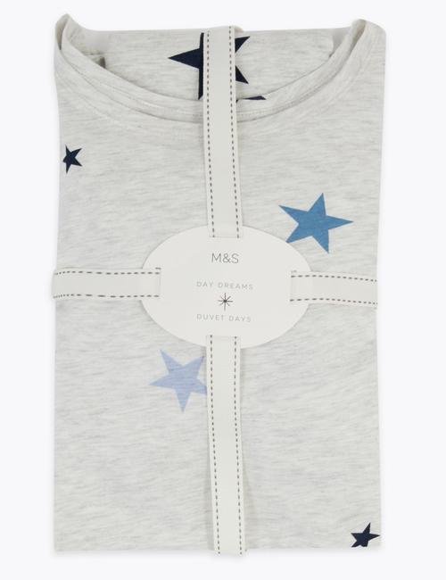 Bej Yıldız Desenli Pijama Takımı