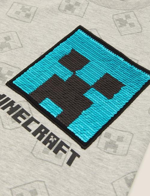 Beyaz Pamuklu Minecraft™ T-Shirt (6-16 Yaş)