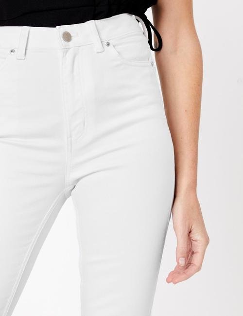 Beyaz Yüksek Belli Skinny Jean Pantolon