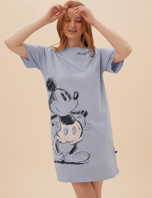Mavi Mickey Mouse™ Pamuklu Kısa Gecelik