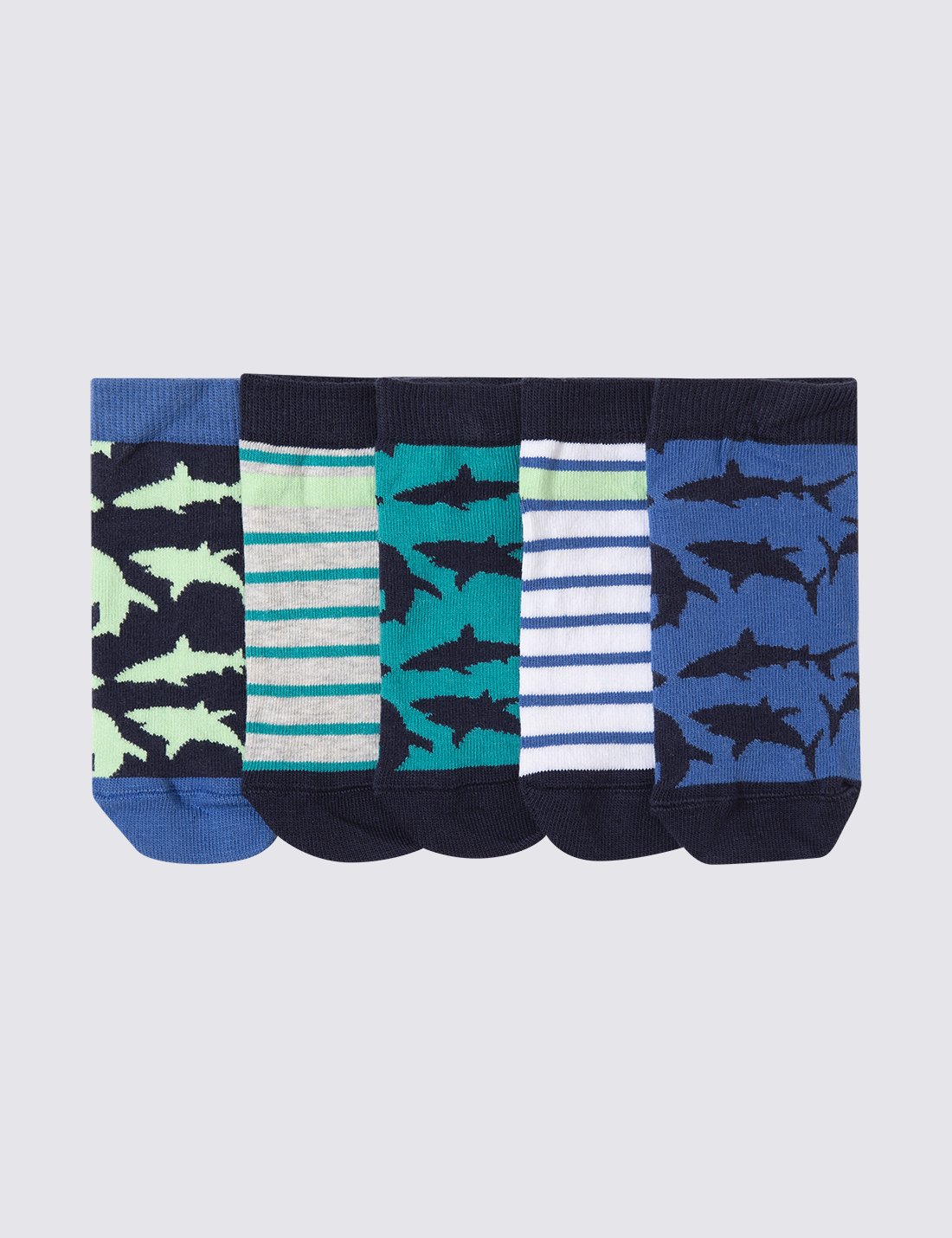 5'li Köpekbalığı Desenli Çorap Seti