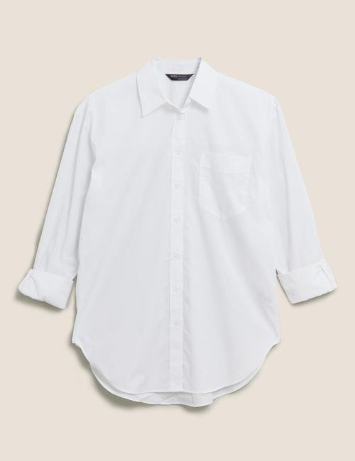 Beyaz Pamuklu Oversize Gömlek