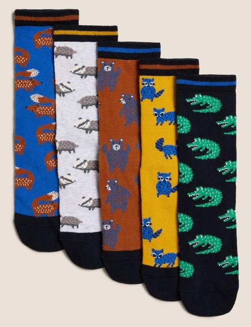Multi Renk 5'li Hayvan Desenli Çorap