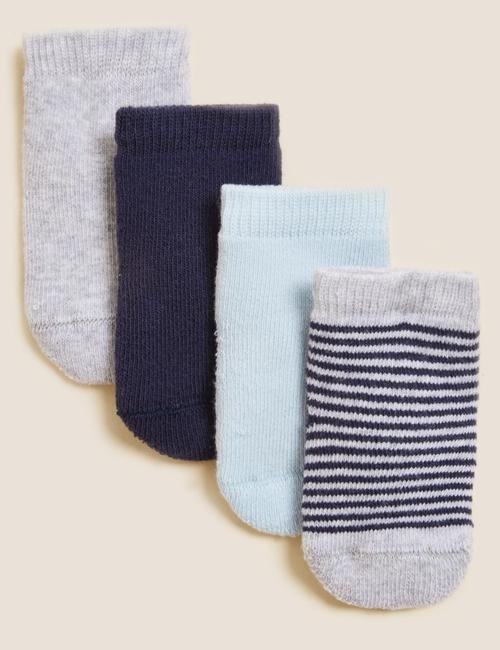 Mavi 4'lü Havlu Çorap (0-24 Ay)