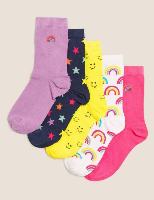 Multi Renk 5'li Grafik Desenli Çorap