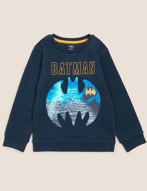 Gri Batman™ Çift Yönlü Pullu Sweatshirt (2-7 Yaş)