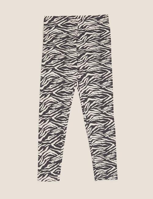 Krem Zebra Desenli Legging Tayt (6-16 Yaş)