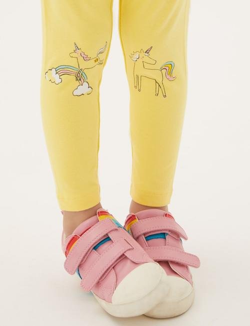 Sarı Unicorn Desenli Legging Tayt (2-7 Yaş)