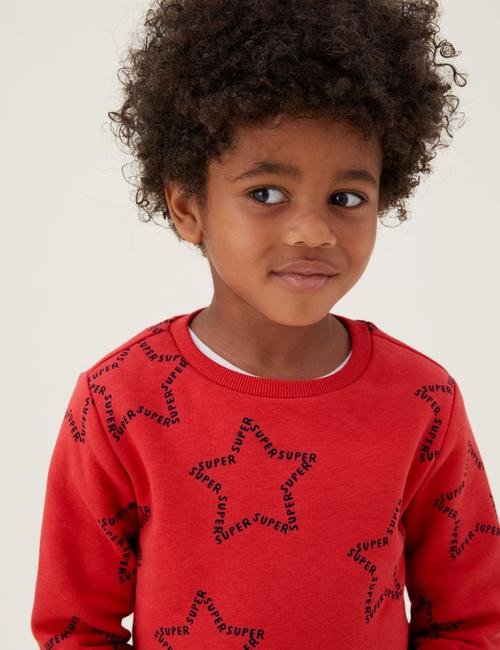 Turuncu Yıldız Desenli Sweatshirt (2-7 Yaş)