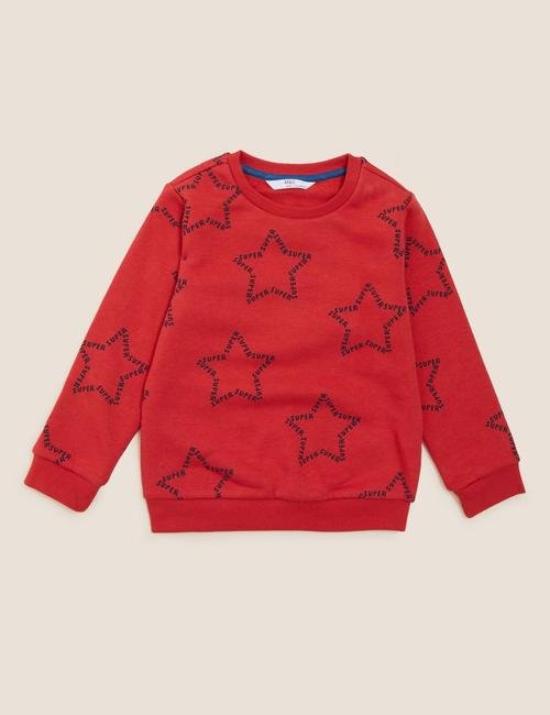 Turuncu Yıldız Desenli Sweatshirt (2-7 Yaş)