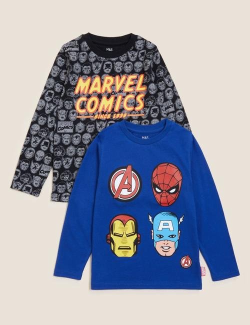Multi Renk Saf Pamuk 2'li Marvel Superheroes™ T-Shirt (2-7 Yaş)