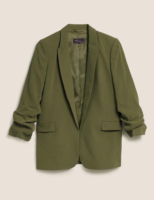 Yeşil Büzgü Detaylı Blazer Ceket