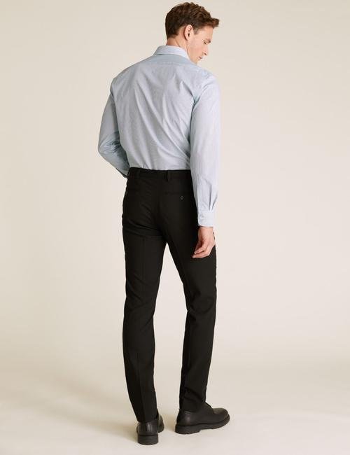 Siyah Slim Fit Flat Front Pantolon