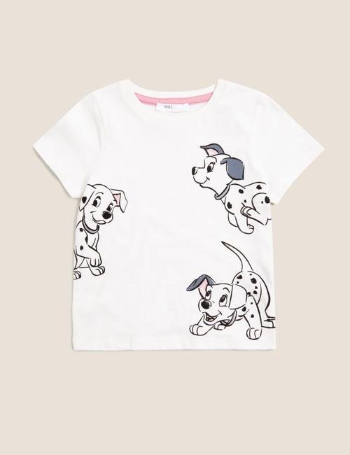 Beyaz Saf Pamuk 101 Dalmatians™ T-Shirt (2-7 Yaş)