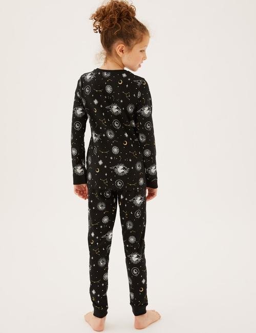 Siyah Takımyıldızı Desenli Pijama Takımı (7-16 Yaş)