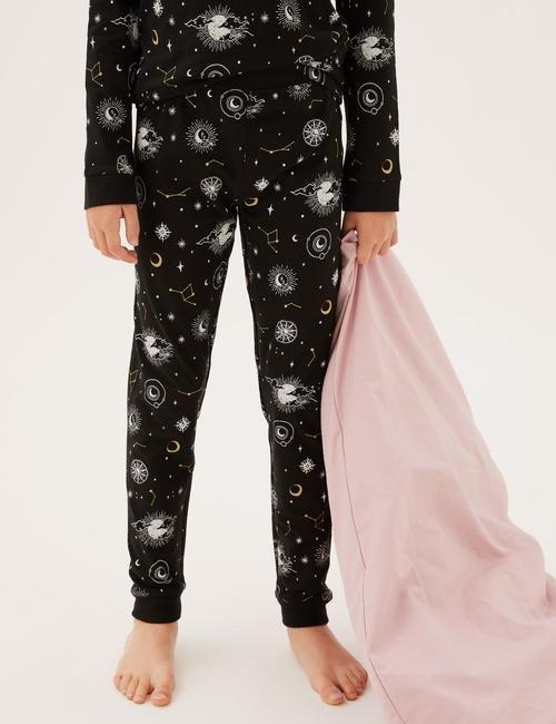 Siyah Takımyıldızı Desenli Pijama Takımı (7-16 Yaş)