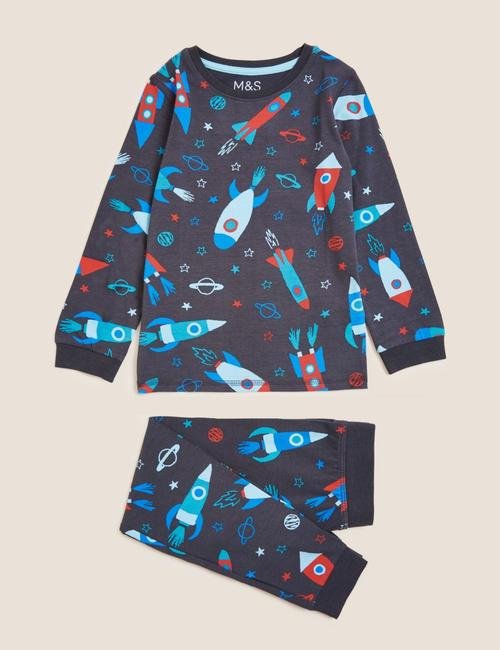 Multi Renk Uzay Desenli Pijama Takımı (1-7 Yaş)