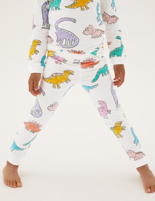 Beyaz Dinozor Desenli Pijama Takımı (1-7 yaş)