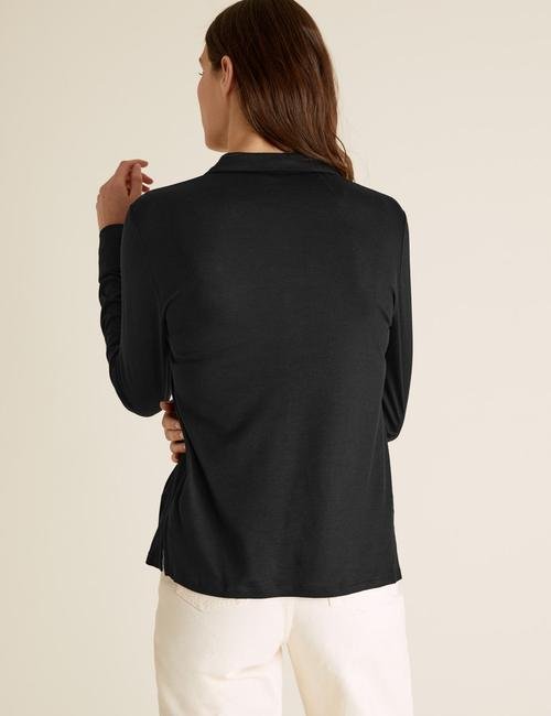 Siyah Jersey Uzun Kollu Gömlek