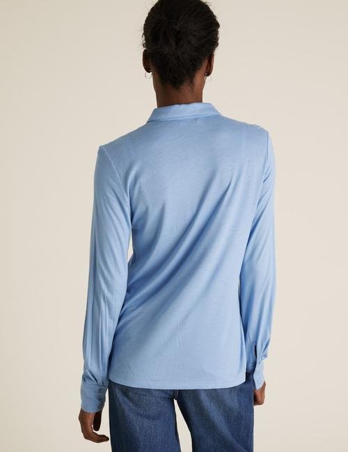 Mavi Jersey Uzun Kollu Gömlek