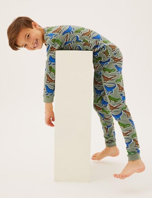 Yeşil Kertenkele Desenli Pijama Takımı (7-16 Yaş)