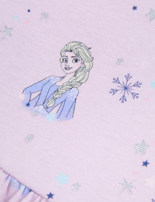 Mor Saf Pamuklu Disney Frozen™ Elbise (2-10 Yaş)