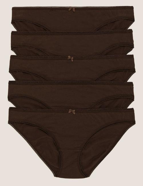 Kahverengi 5'li Cotton Lycra® Bikini Külot Seti