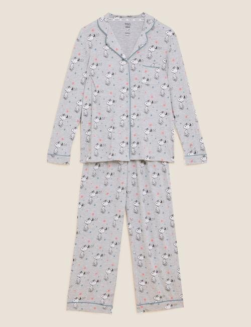 Gri Snoopy™ Uzun Kollu Pijama Takımı