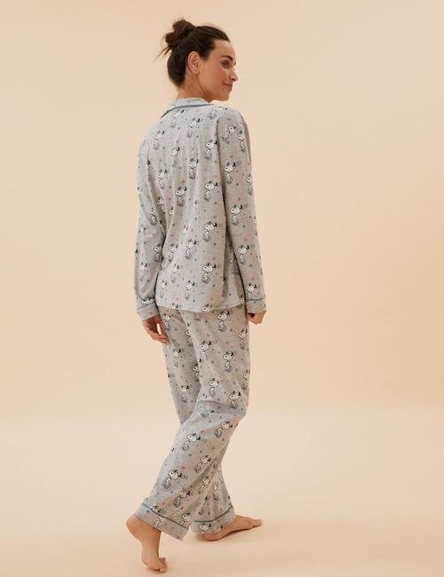Gri Snoopy™ Uzun Kollu Pijama Takımı