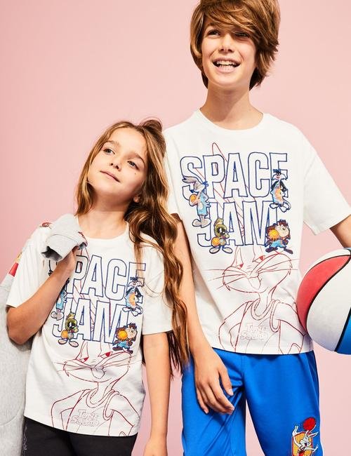 Beyaz Space Jam: A New Legacy™ Pamuklu T-Shirt (6-16 Yaş)