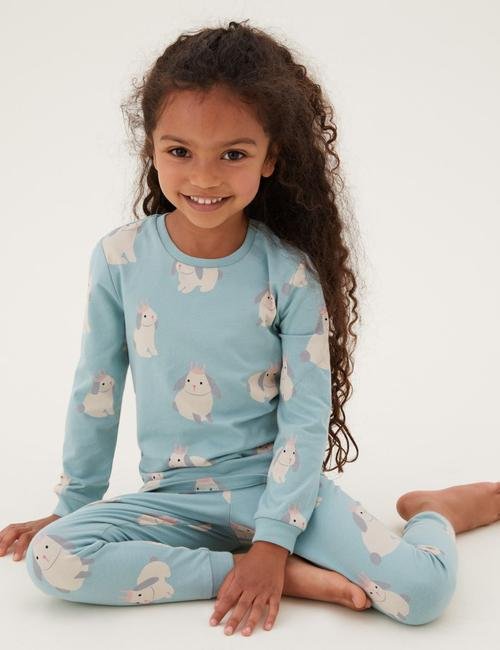 Multi Renk Tavşan Desenli Pijama Takımı (1-7 Yaş)