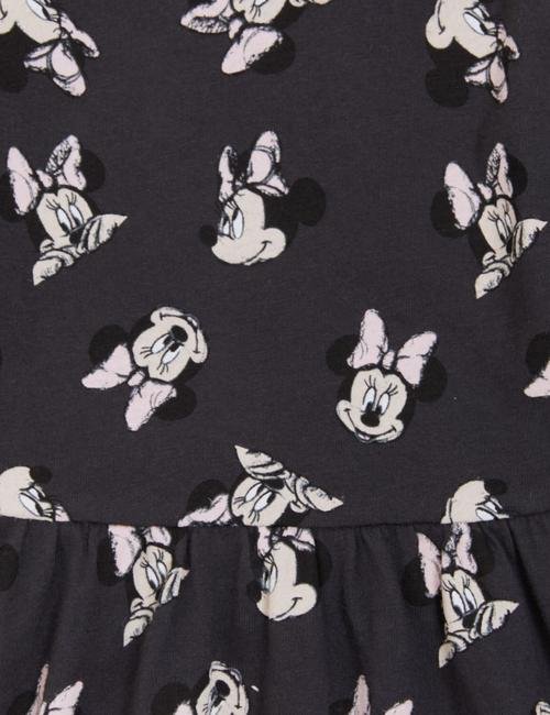 Gri Saf Pamuklu Minnie Mouse™ Elbise (2-7 Yaş)
