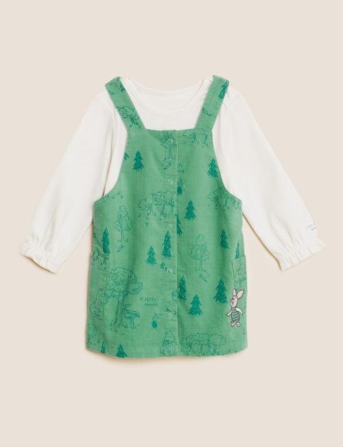 Yeşil Saf Pamuklu Winnie the Pooh™ Elbise Takımı (0-3 Yaş)