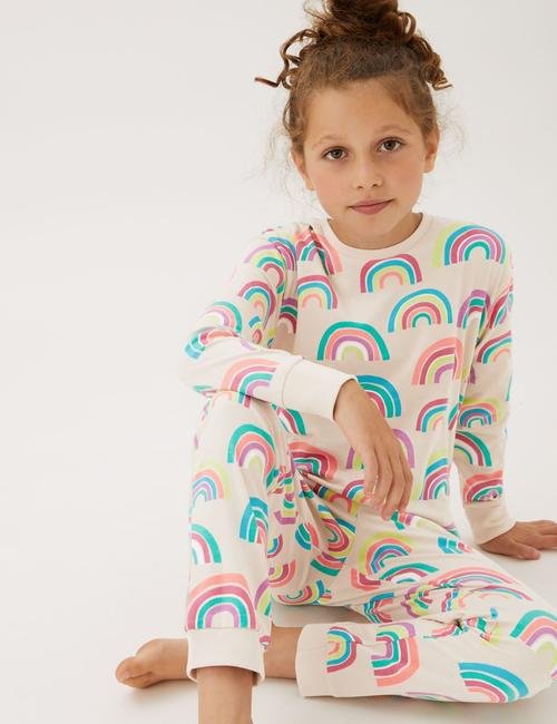Multi Renk 2'li Gökkuşağı Desenli Pijama Takımı