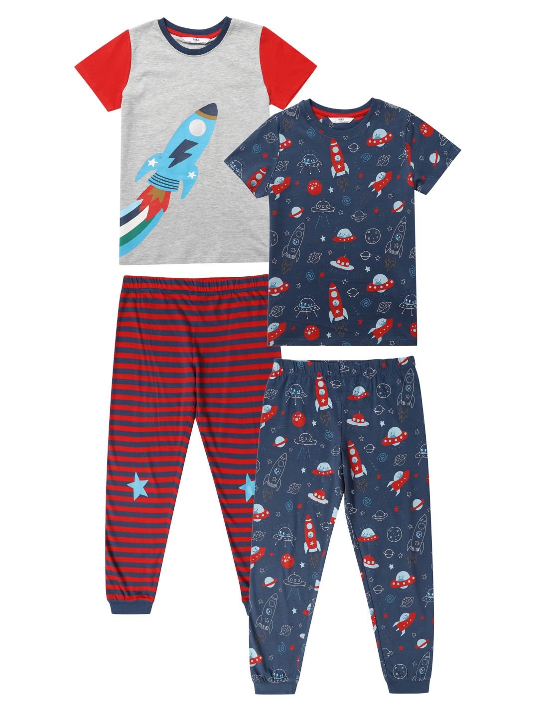 2'li Roket Desenli Kısa Kollu Pijama Takımı