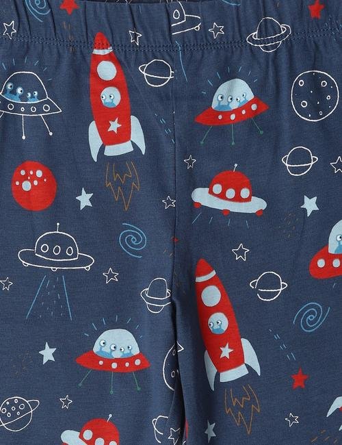 Multi Renk 2'li Roket Desenli Kısa Kollu Pijama Takımı