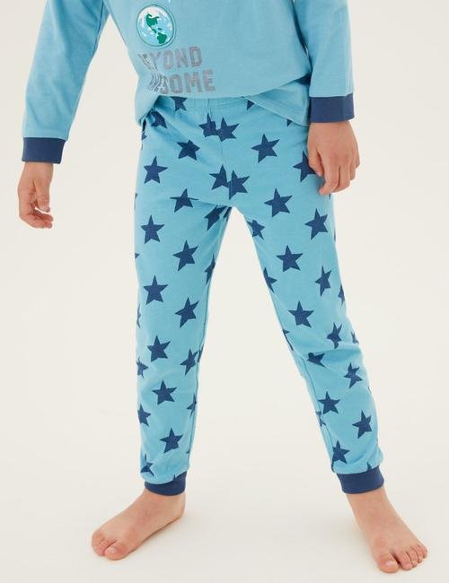 Multi Renk Saf Pamuklu 2'li Uzay Desenli Pijama Takımı (1-7 Yaş)