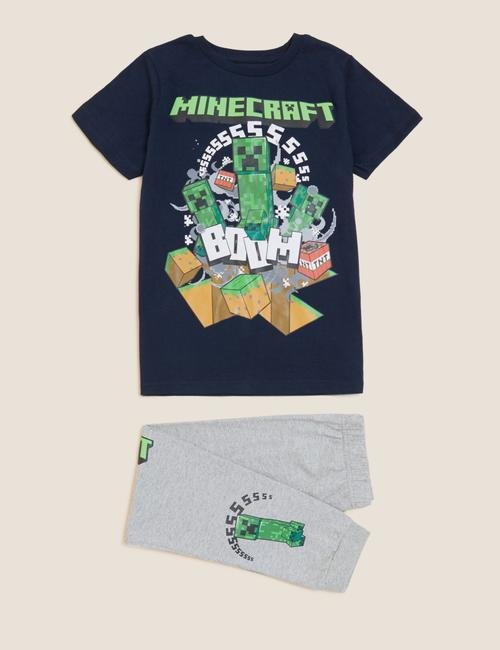 Multi Renk Saf Pamuklu Minecraft™ Pijama Takımı (4-16 Yaş)