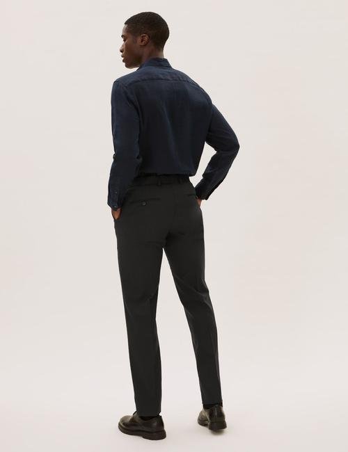 Siyah Yün Karışımlı Regular Fit Pantolon