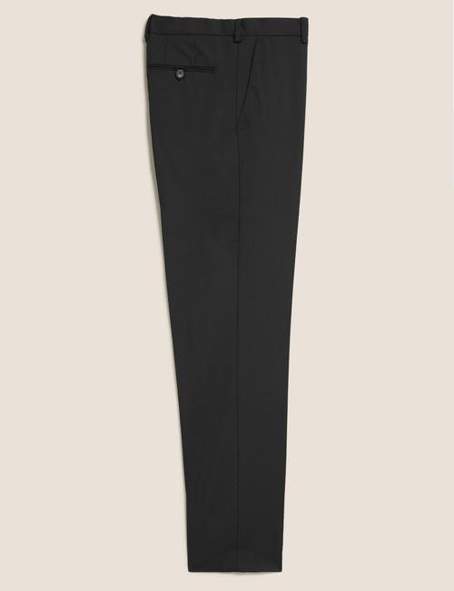 Siyah Yün Karışımlı Regular Fit Pantolon