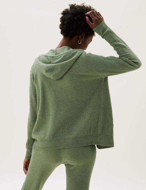Yeşil Yumuşak Dokulu Fermuarlı Sweatshirt