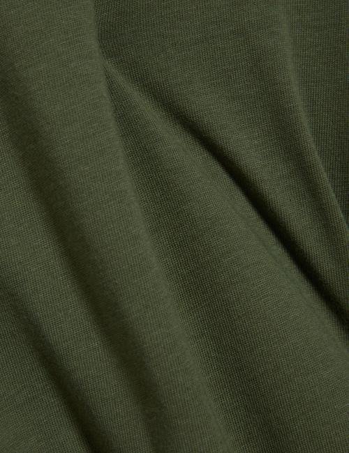 Yeşil Saf Pamuklu Uzun Kollu Mini T-Shirt Elbise