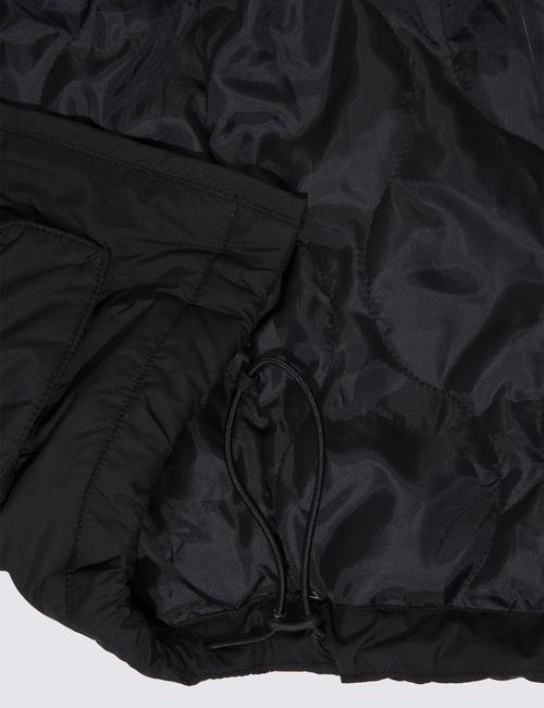 Siyah Cep Detaylı Kapüşonlu Puffer Şişme Mont