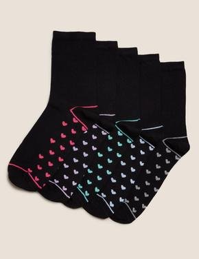 Kadın Siyah 5'li Grafik Desenli Çorap Seti