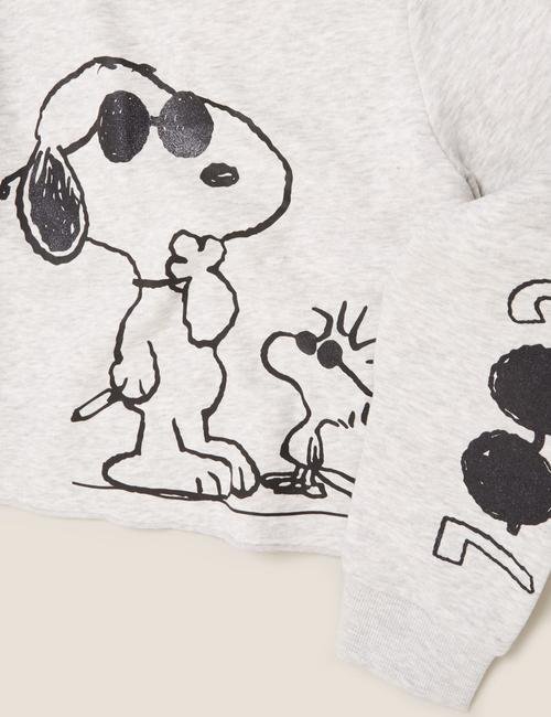 Gri Snoopy™ Yuvarlak Yaka Sweatshirt (6-14 Yaş)