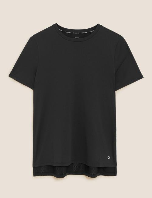 Siyah File Detaylı Kısa Kollu T-Shirt
