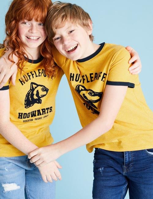 Sarı Saf Pamuklu Harry Potter™ Kısa Kollu T-Shirt (6-16 Yaş)