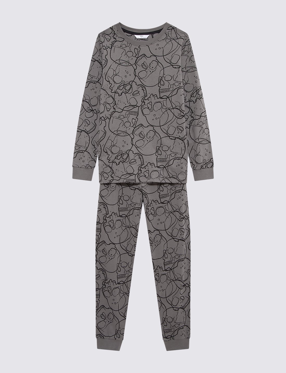 Grafik Desenli Uzun Kollu Pijama Takımı