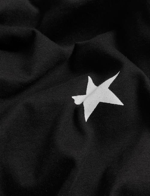 Siyah Saf Pamuklu Yıldız Desenli Pijama Takımı